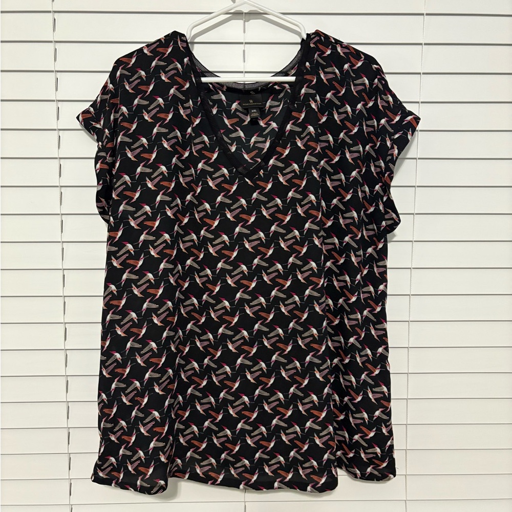 Worthington Black and Pink Patterned Blouse